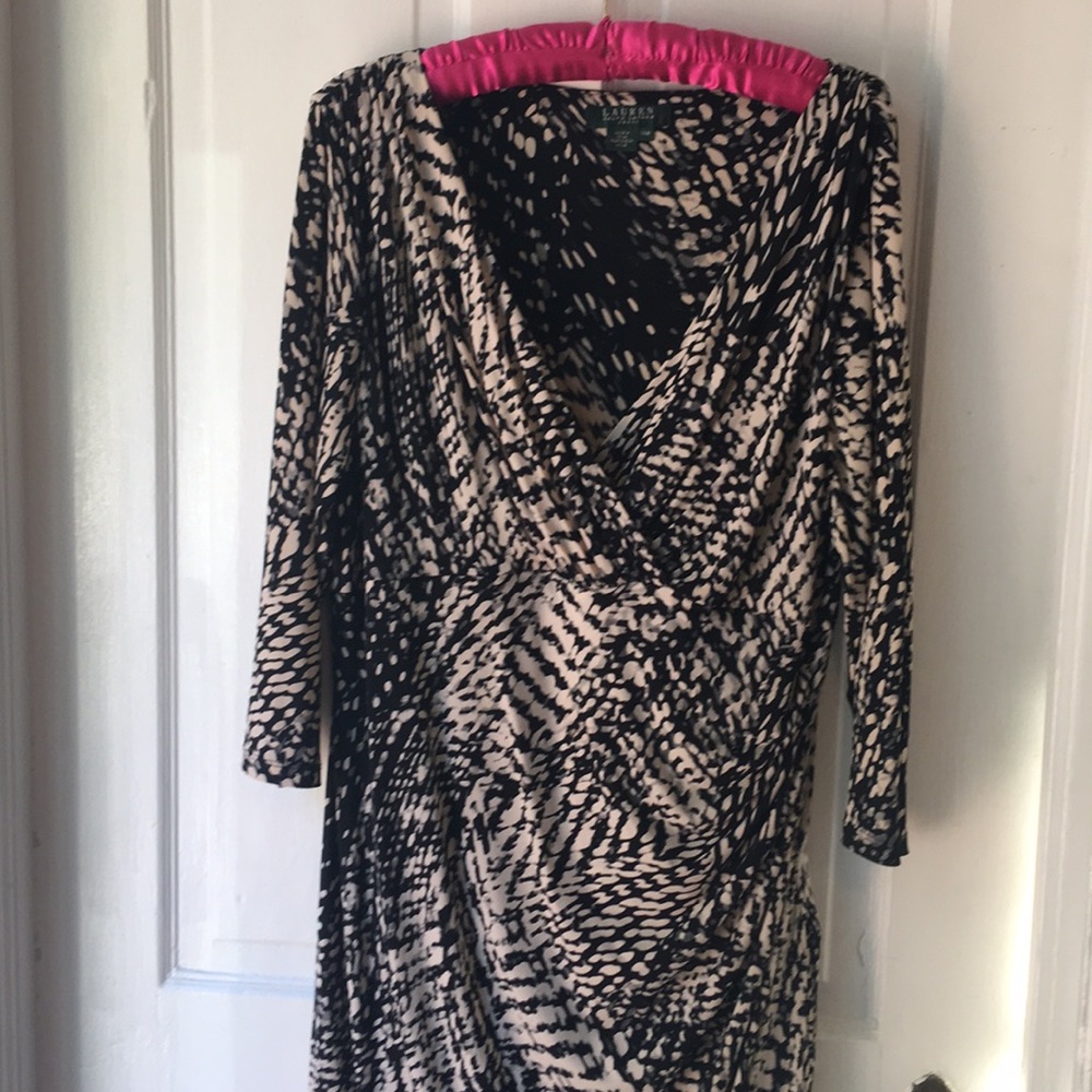 Ralph Lauren faux wrap dress. 3/4 sleeve. 14W